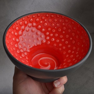 Shaving Bowl Made To Order Black and Red Dottie Shaving Bowl by Symmetrical Pottery image 1