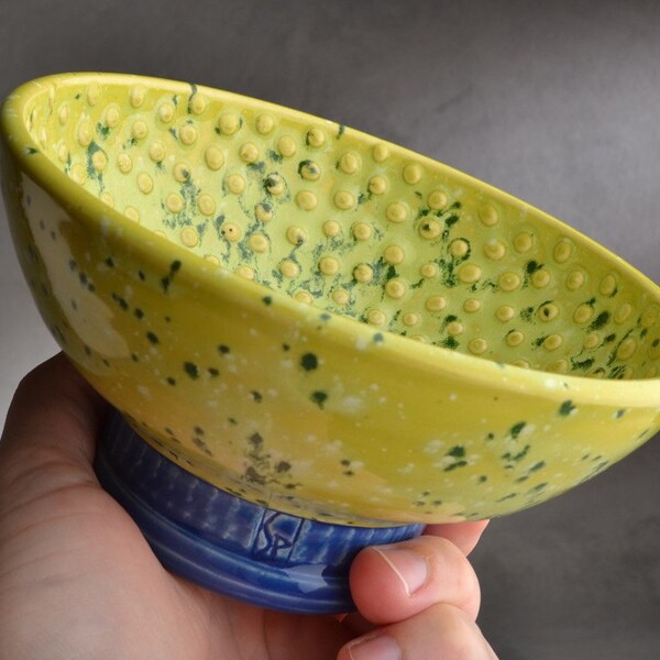 Shaving Bowl Ready To Ship Chartreuse Dottie Lather Shave Bowl by Symmetrical Pottery