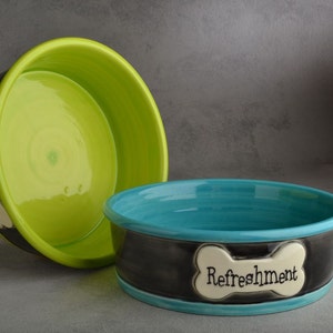 Dog Bowl Set Personalized Smooth Ceramic Pet Dishes Made To Order by Symmetrical Pottery image 4