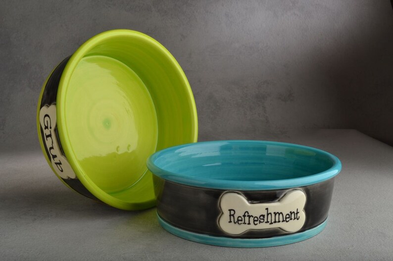 Dog Bowl Set Made To Order Personalized Smooth Dog Bowls by Etsy