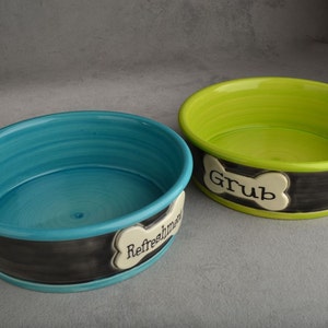 Dog Bowl Set Personalized Smooth Ceramic Pet Dishes Made To Order by Symmetrical Pottery image 3