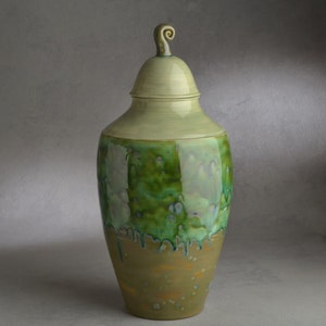 Lidded Jar Ready To Ship Jade Green Lidded Jar by Symmetrical Pottery