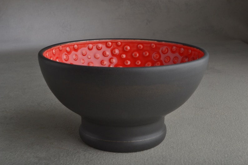 Shaving Bowl Made To Order Black and Red Dottie Shaving Bowl by Symmetrical Pottery image 3