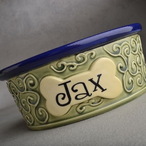 Personalized Slow Feeder Dog Bowl Single Ceramic Pet Dish Made To Order by Symmetrical Pottery image 2
