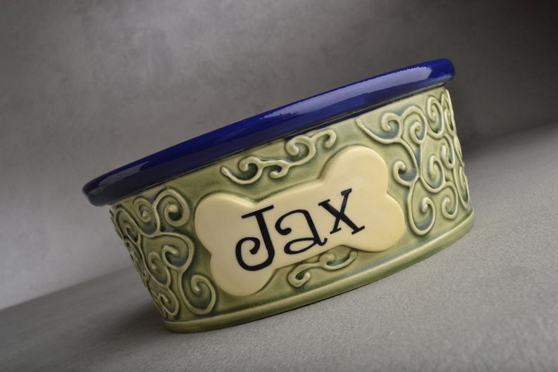 Personalized Slow Feeder Dog Bowl Single Ceramic Pet Dish Made To Order by Symmetrical Pottery image 2