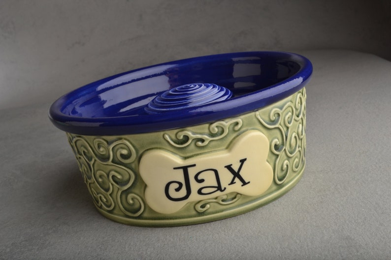 Personalized Slow Feeder Dog Bowl Single Ceramic Pet Dish Made To Order by Symmetrical Pottery image 1