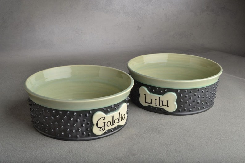 Dog Bowl Set Personalized Made To Order Spiky Dog Bowls by Etsy