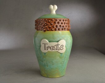 Dog Treat Jar Ready To Ship Day at the Beach Dog Treat Jar by Symmetrical Pottery