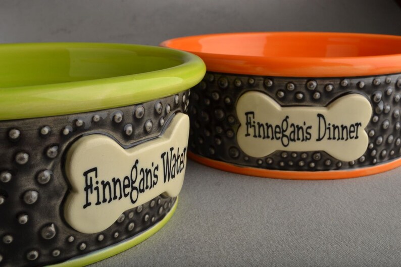 Slow Feeder Personalized Dog Bowl Set Made to Order Dottie Dog Etsy