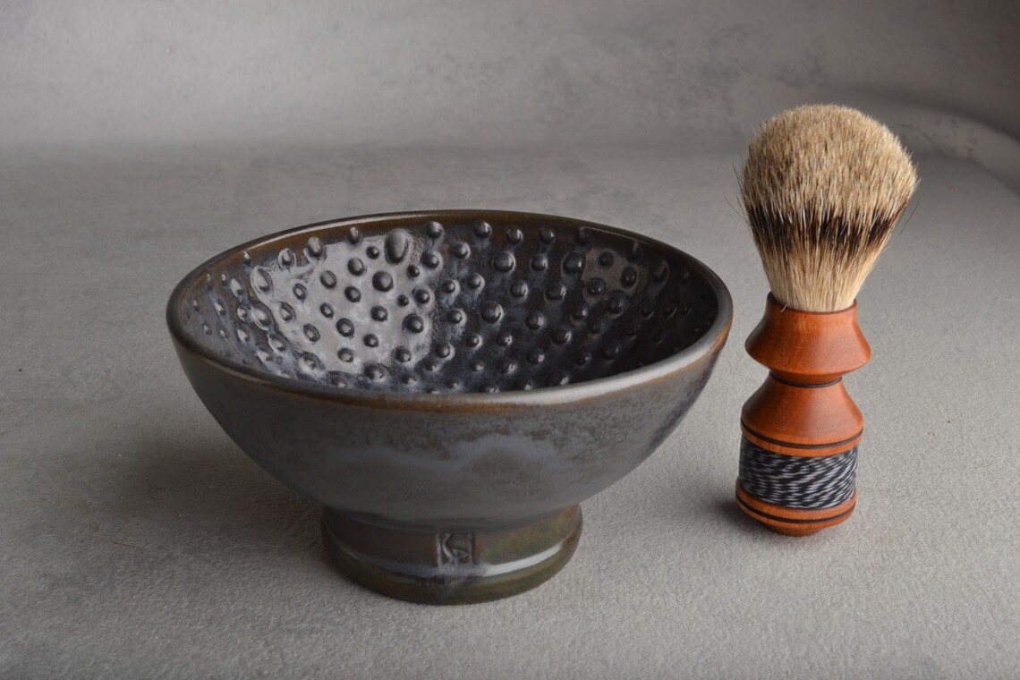 Shaving Bowl Ready To Ship Burnished Steel Dottie Shaving Bowl Etsy
