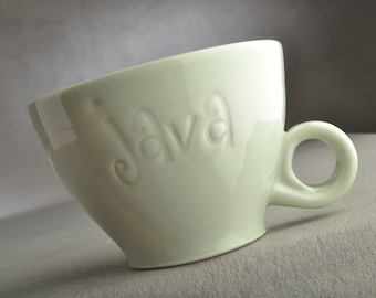 Coffee Mug, Coffee Cup, Cocoa Cup, Tea Cup, Java, Mint Green, Ready To Ship by Symmetrical Pottery