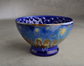 Shaving Bowl Made To Order Starry Night No Recess Dottie Shaving Lather Bowl by Symmetrical Pottery
