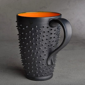 Tall Spiky Coffee Mug Made To Order Dangerously Spiky Travel Coffee Tea Mug Cup by Symmetrical Pottery image 1