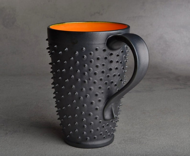Tall Spiky Coffee Mug Made To Order Dangerously Spiky Travel Coffee Tea Mug Cup by Symmetrical Pottery image 1