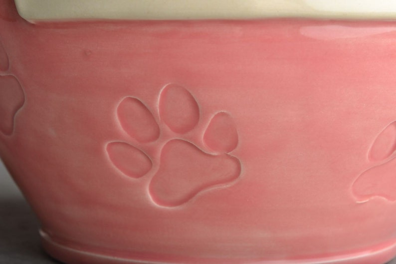 Personalized Pet Treat Jar Paw Stamped Ceramic Pet Jar Container Made To Order by Symmetrical Pottery image 2