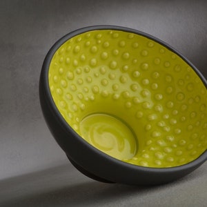 Shaving Bowl Made To Order Black and Chartreuse Dottie Shaving Bowl by Symmetrical Pottery image 5