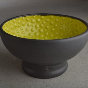 Shaving Bowl Made To Order Black and Chartreuse Dottie Shaving Bowl by Symmetrical Pottery image 4