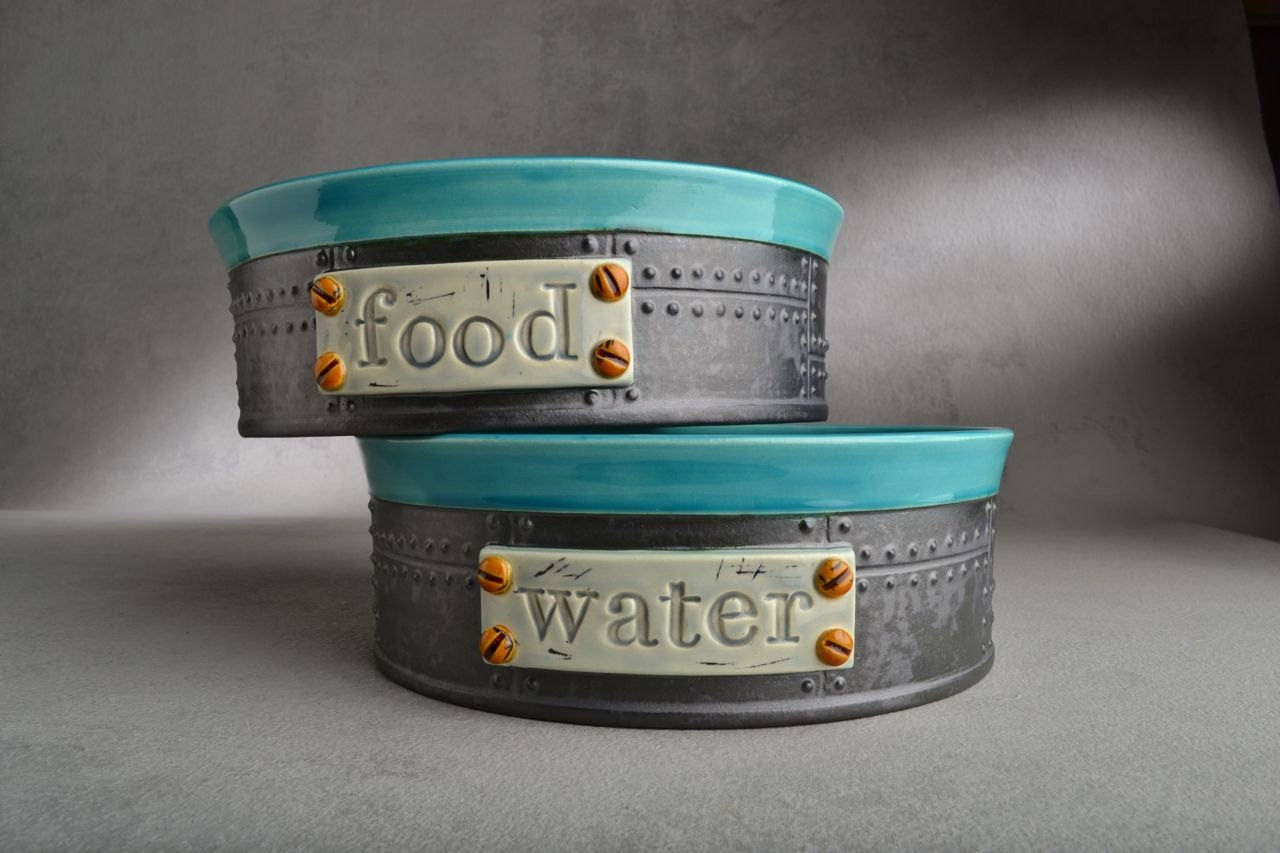 Cuvette Personnalisée de Crabot Slow Feeder Réglée Les Plats Noirs Bleus d'animal Familier en Cérami