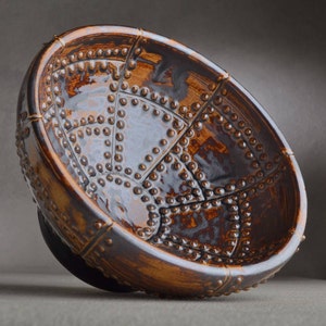 Shaving Bowl Made To Order Rust Brown Sheet Metal Lather Bowl by Symmetrical Pottery