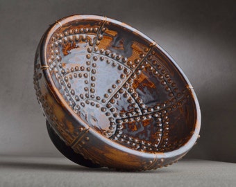 Shaving Bowl Made To Order Rust Brown Sheet Metal Lather Bowl by Symmetrical Pottery