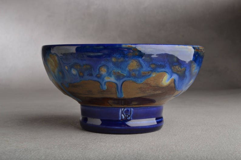 Bol de rasage fait sur commande Bleu foncé Starry Night Dottie Bol de rasage par Symetrical Pottery image 6