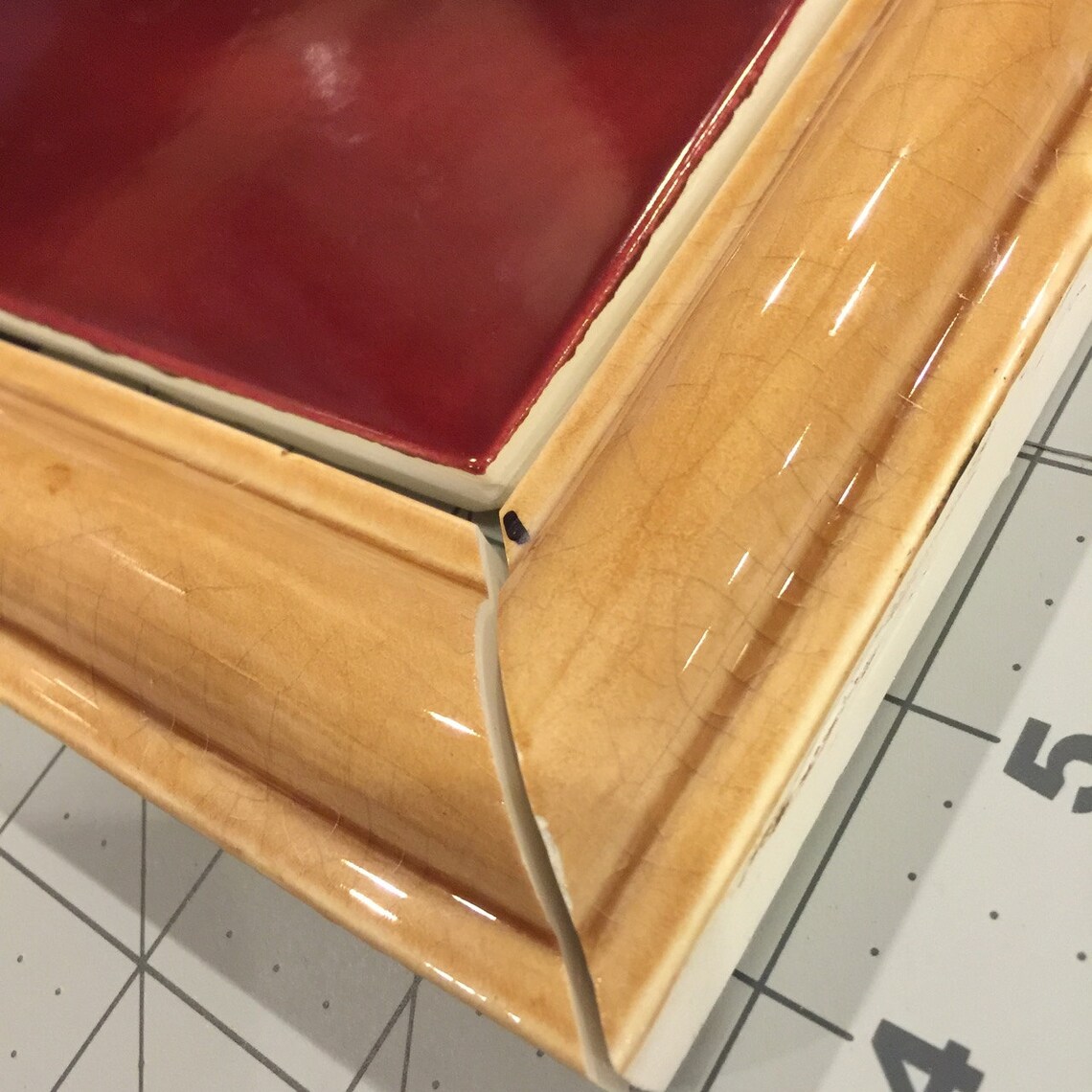 Kitchen Backsplash Tile Insert Red and Tan by Symmetrical Pottery - Etsy