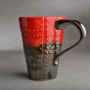 Sheet Metal Mug Made To Order Red and Chrome Sheet Metal Stoneware Mug by Symmetrical Pottery image 2