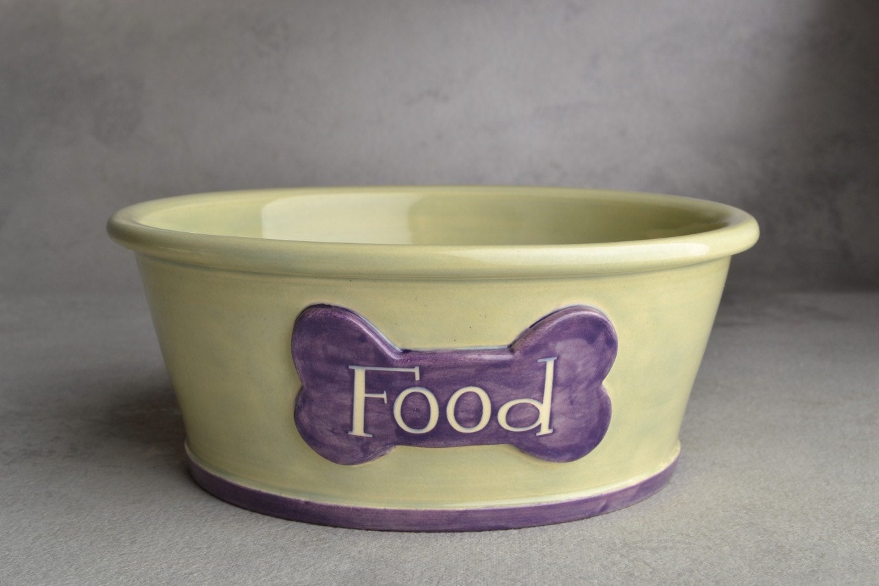 Personalized Dog Bowl Set Light Green Purple Smooth Ceramic Etsy Ireland