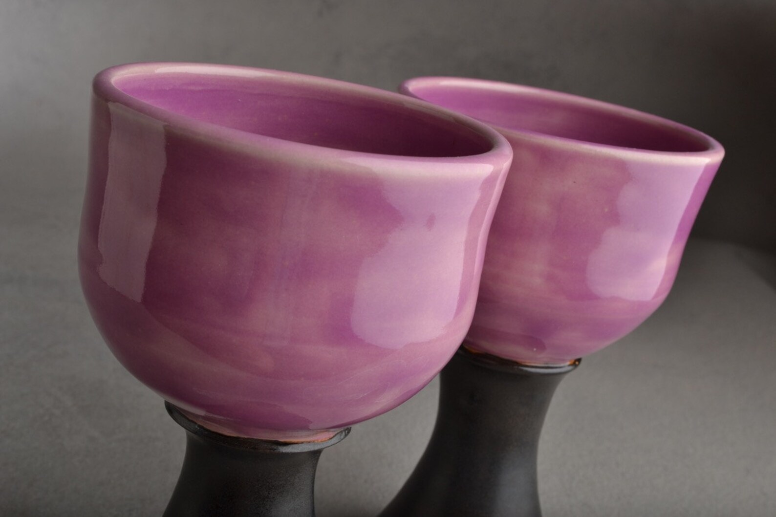 Goblets/ Chalices Made to Order Pair Purple Brown Stoneware Etsy