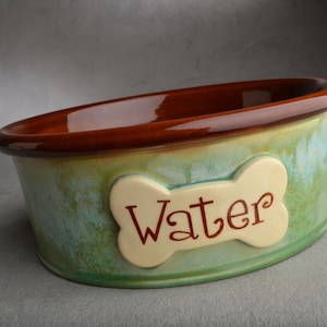 Personalized Dog Bowl Single Smooth Ceramic Pet Dishes Made To Order by Symmetrical Pottery