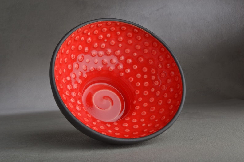 Shaving Bowl Made To Order Black and Red Dottie Shaving Bowl by Symmetrical Pottery image 5