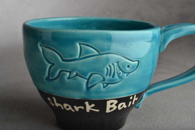 Shark Bait Mug Made To Order Shark Bait Soup Cocoa Coffee Mug by Symmetrical Pottery image 2