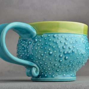 Dottie Mug Made To Order Caribbean Blue Dottie Soup / Cocoa Mug by Symmetrical Pottery