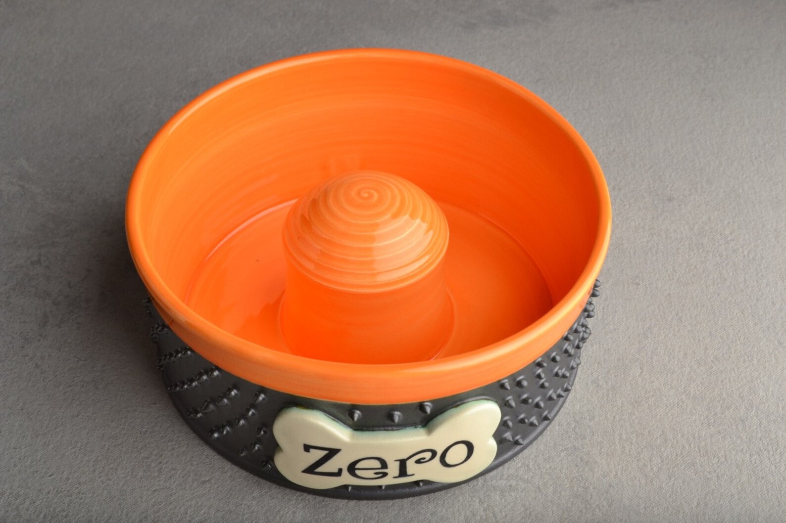 Personalized Slow Feeder Dog Bowl Single Spiky Ceramic Pet Etsy