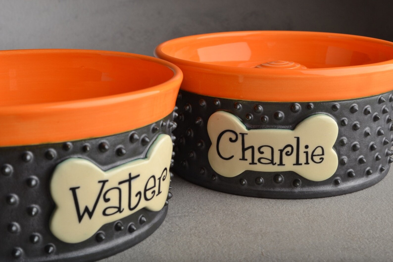 Personalized Slow Feeder Dog Bowl Set Spiky Ceramic Pet Dishes Etsy