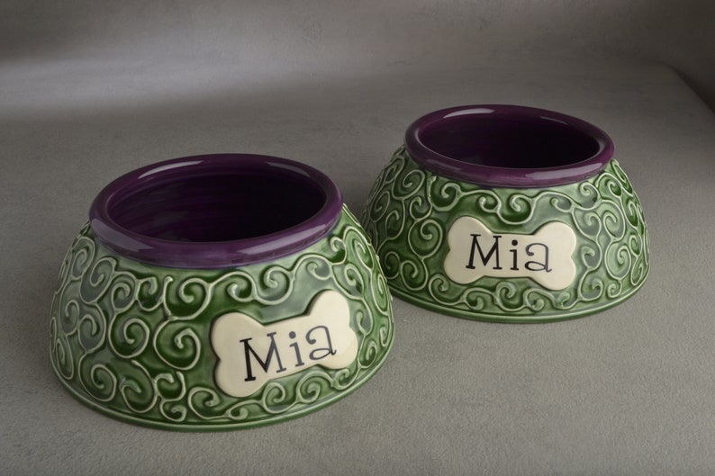 Personalized Spaniel Dog Bowls Long Ear Curls Pet Dishes Set Etsy