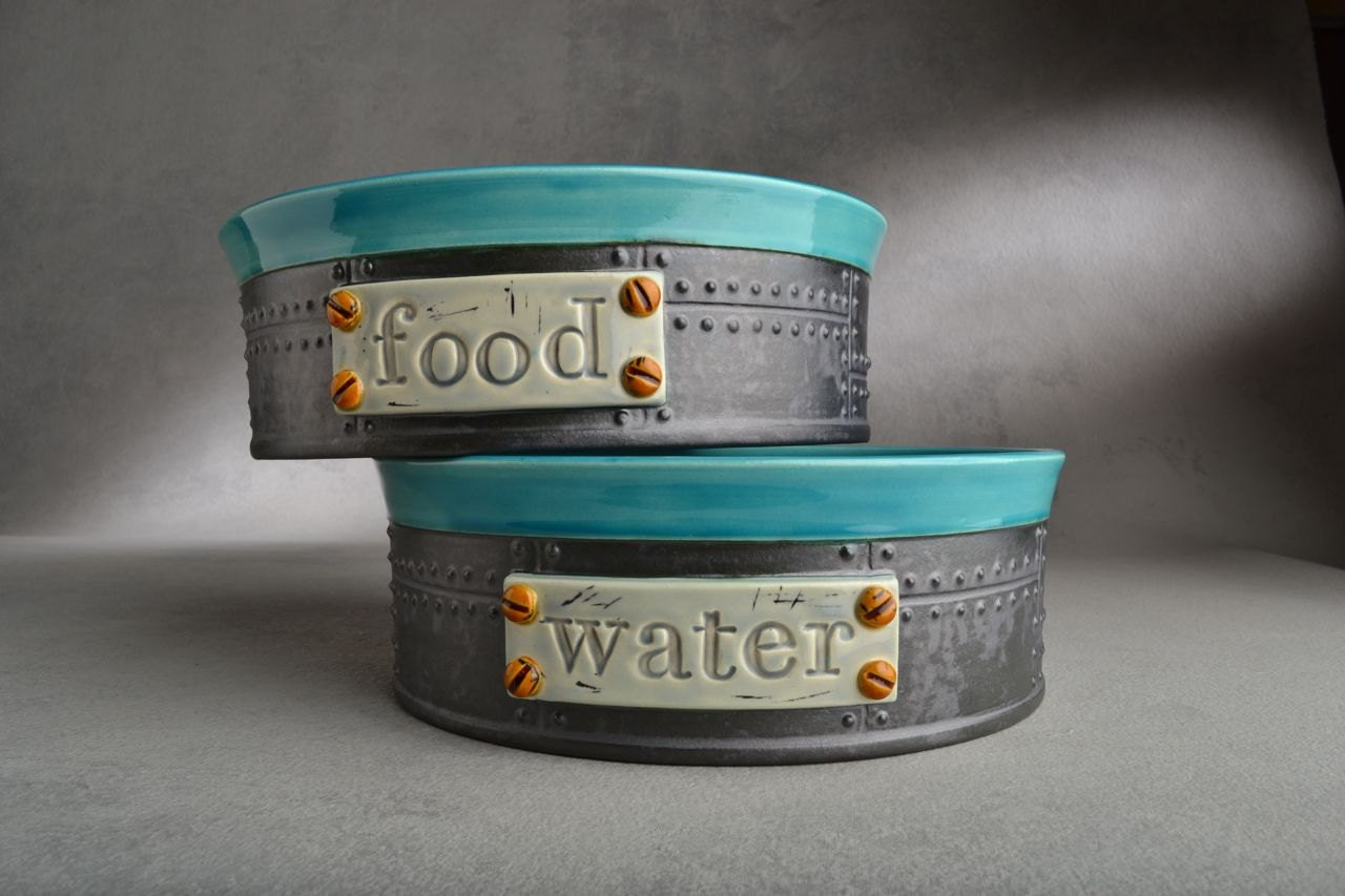 Dog Bowl Set Made To Order Sheet Metal Bowls By Symmetrical Pottery