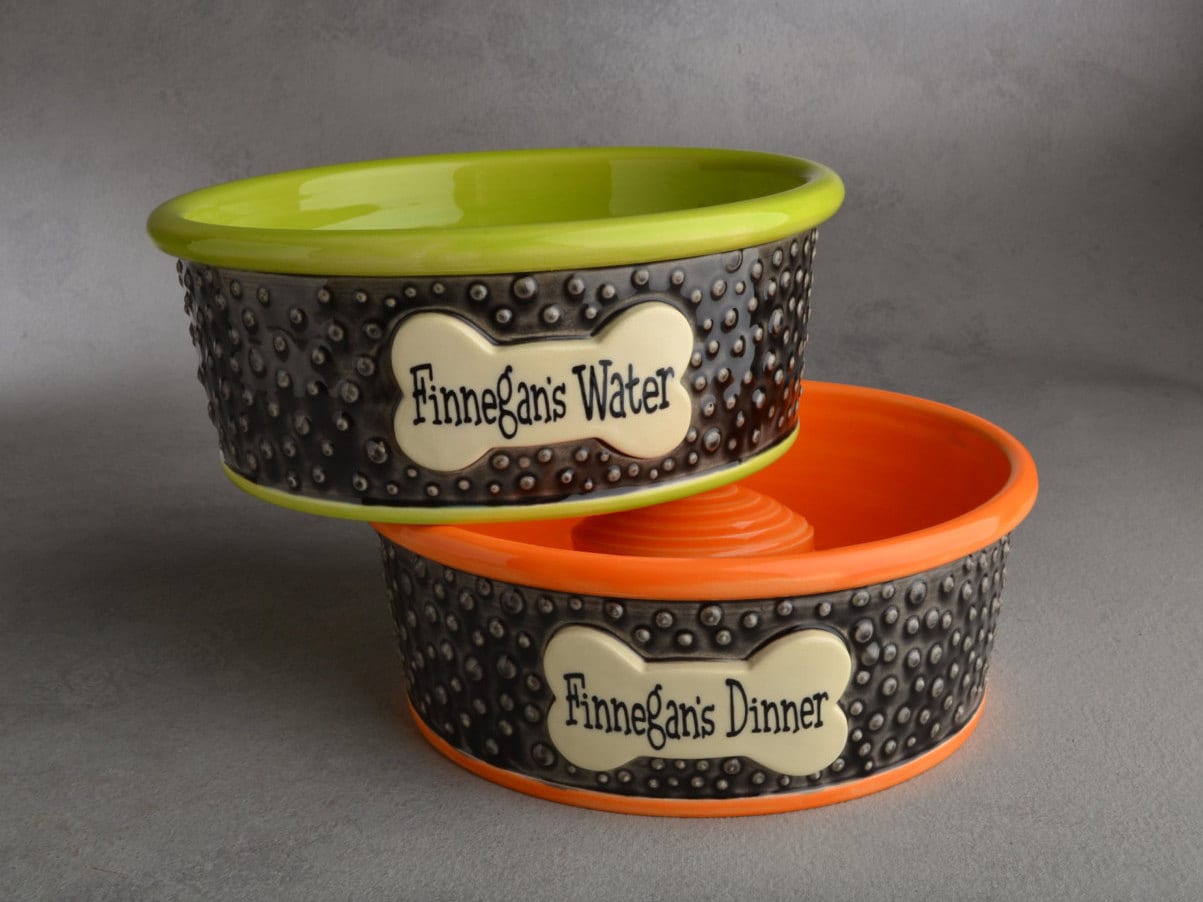 Slow Feeder Personalized Dog Bowl Set Made to Order Dottie Dog Etsy