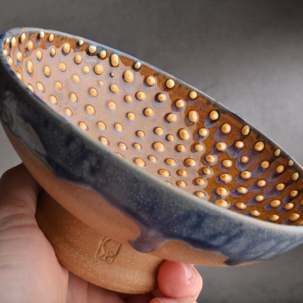 Shaving Bowl Ready To Ship Blue Ash Dottie Lather Shave Bowl by Symmetrical Pottery