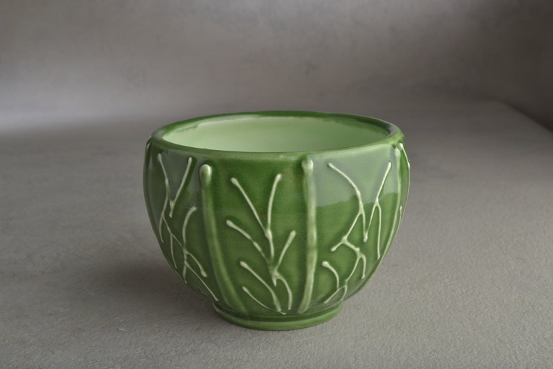 Soup Bowl Jade Green Ice Cream Cereal Bowl by Symmetrical Pottery image 6