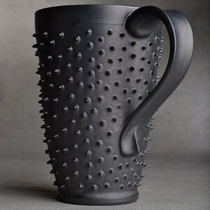 Tall Spiky Coffee Mug Made To Order Dangerously Spiky Travel Coffee Tea Mug Cup by Symmetrical Pottery image 2