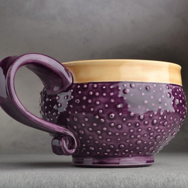 Dottie Mug: Made To Order Royal Purple & Mocha Dottie Soup/Cocoa Mug