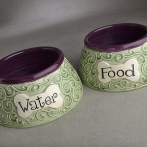 Spaniel Dog Bowls Made To Order Long Ear Curls Dog Bowl Set by Symmetrical Pottery