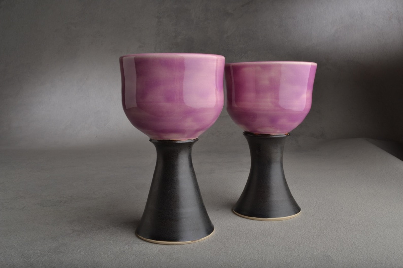 Goblets/ Chalices Made to Order Pair Purple Brown Stoneware Etsy