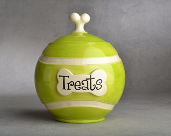 Tennis Ball Dog Treat Jar Urn Ceramic Pet Container Made To Order by Symmetrical Pottery