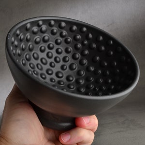 Shaving Bowl Made To Order Satin Black Dottie Shaving Bowl by Symmetrical Pottery