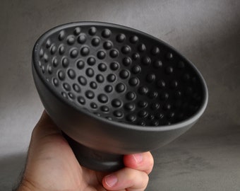 Shaving Bowl Made To Order Satin Black Dottie Shaving Bowl by Symmetrical Pottery