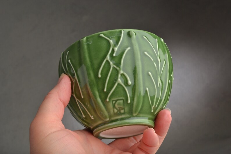 Soup Bowl Jade Green Ice Cream Cereal Bowl by Symmetrical Pottery image 3