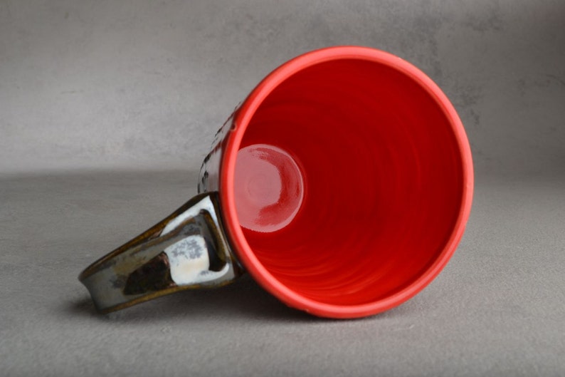 Sheet Metal Mug Made To Order Red and Chrome Sheet Metal Stoneware Mug by Symmetrical Pottery image 3