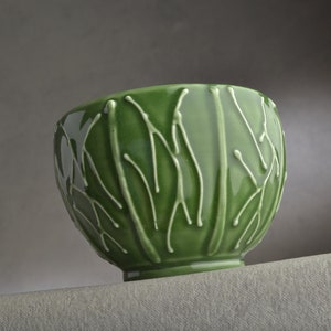 Soup Bowl Jade Green Ice Cream Cereal Bowl by Symmetrical Pottery image 9